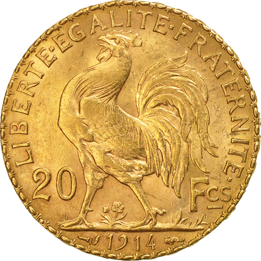 France, Marianne, 20 Francs, 1914, AU(55-58), Gold, KM:857, Gadoury:1064a