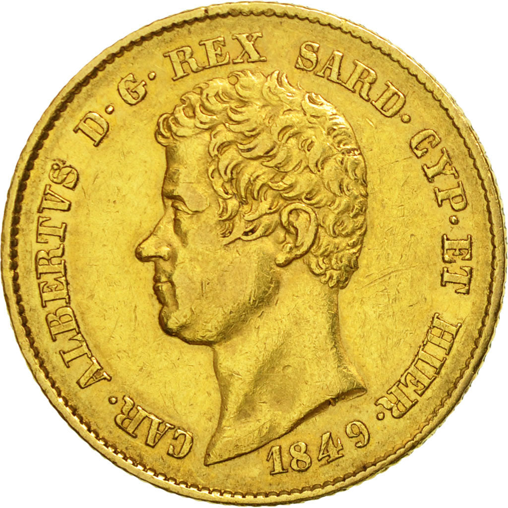 Munten, Italiaanse staten, SARDINIA, Carlo Alberto, 20 Lire, 1849, Genoa, ZF+