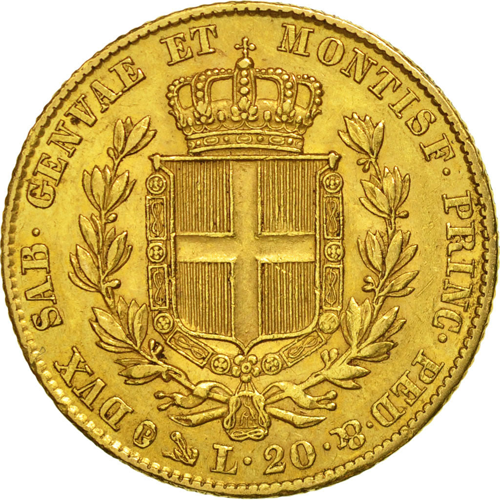 Munten, Italiaanse staten, SARDINIA, Carlo Alberto, 20 Lire, 1849, Genoa, ZF+