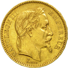 Moneta, Francia, Napoleon III, Napoléon III, 20 Francs, 1863, Strasbourg, BB+