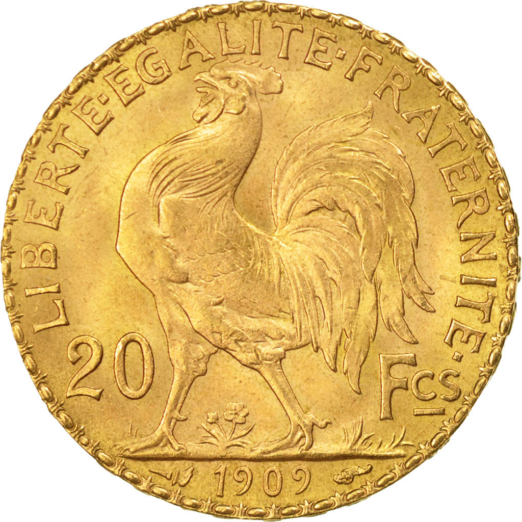 Coin, France, Marianne, 20 Francs, 1909, AU(55-58), Gold, KM:857, Gadoury:1064a