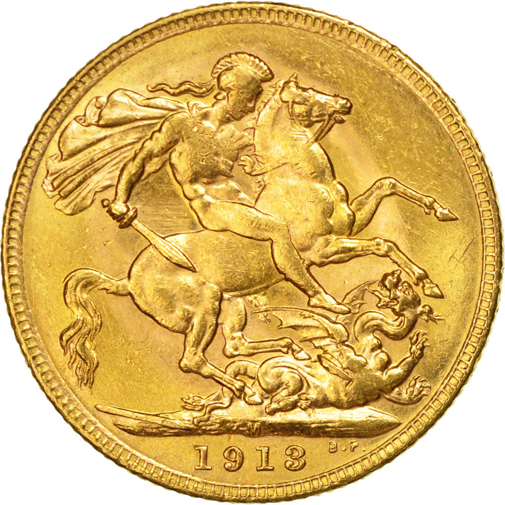 Coin, Australia, George V, Sovereign, 1913, Melbourne, AU(55-58), Gold, KM:29