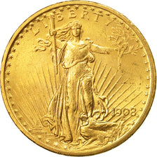 Moneta, Stati Uniti, Saint-Gaudens, $20, Double Eagle, 1908, U.S. Mint
