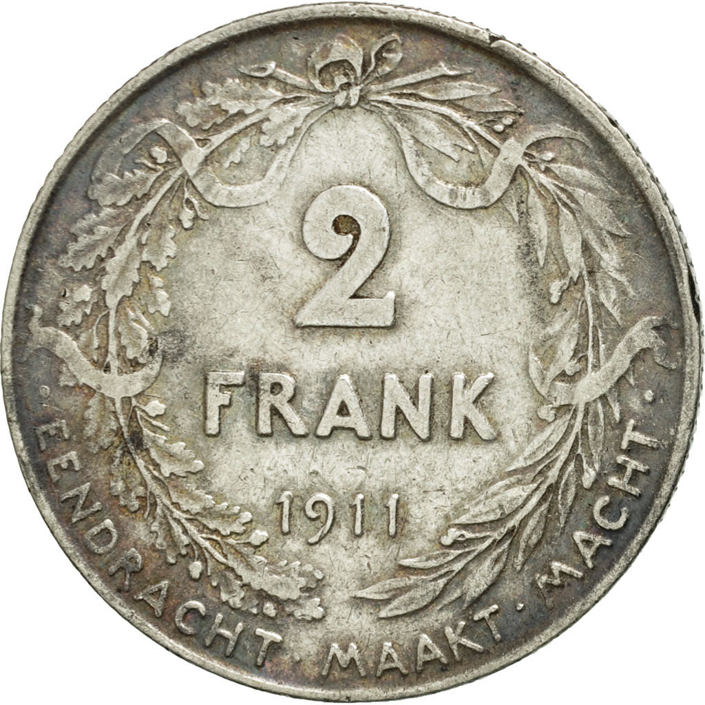 Coin, Belgium, 2 Francs, 2 Frank, 1911, EF(40-45), Silver, KM:75
