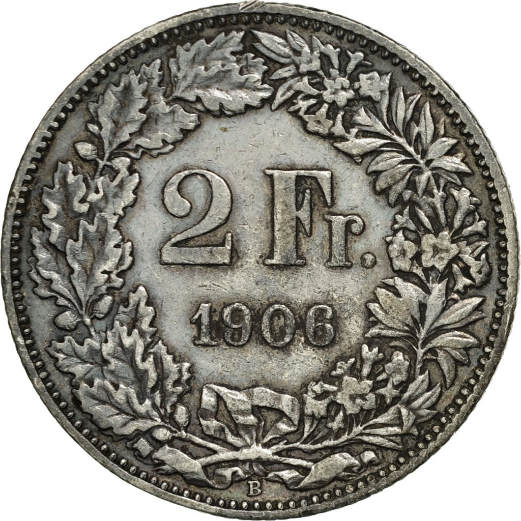 Coin, Switzerland, 2 Francs, 1906, EF(40-45), Silver, KM:21