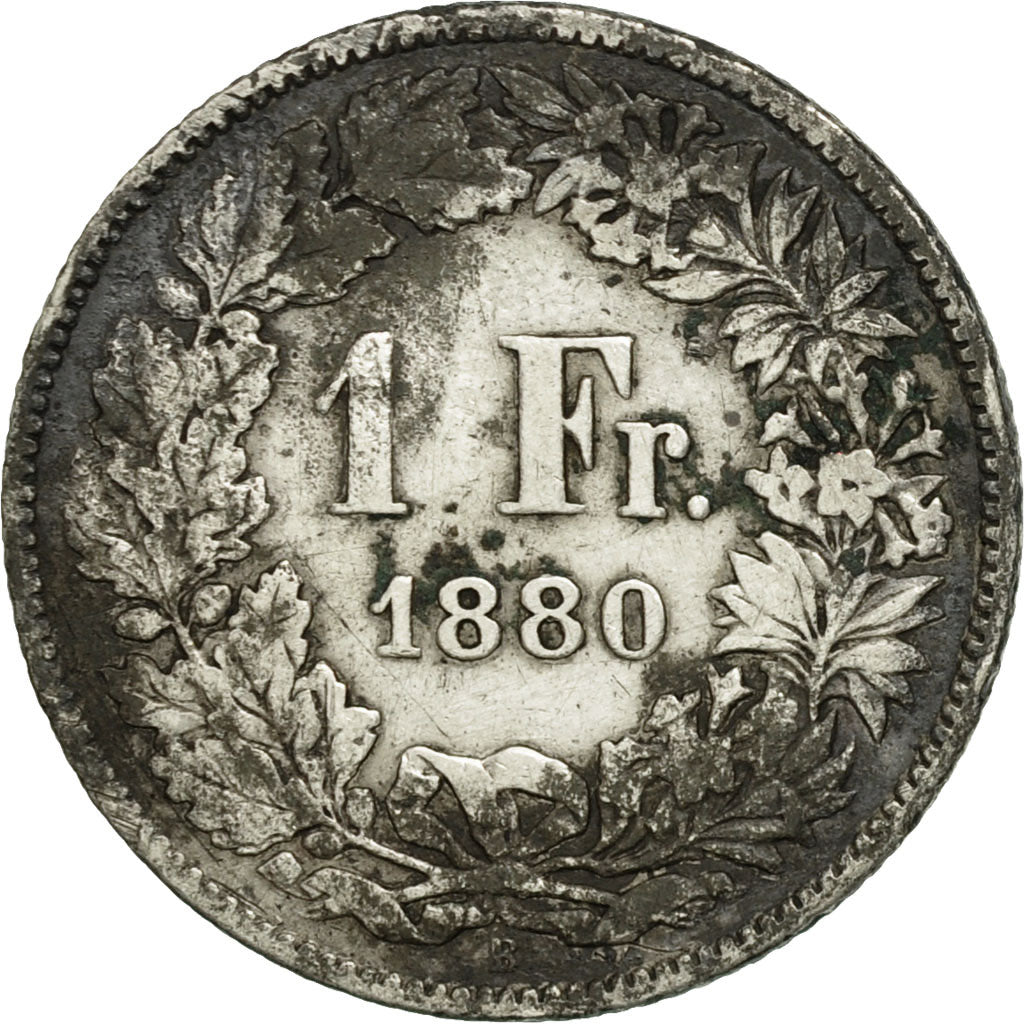 Coin, Switzerland, Franc, 1880, Bern, VF(20-25), Silver, KM:24
