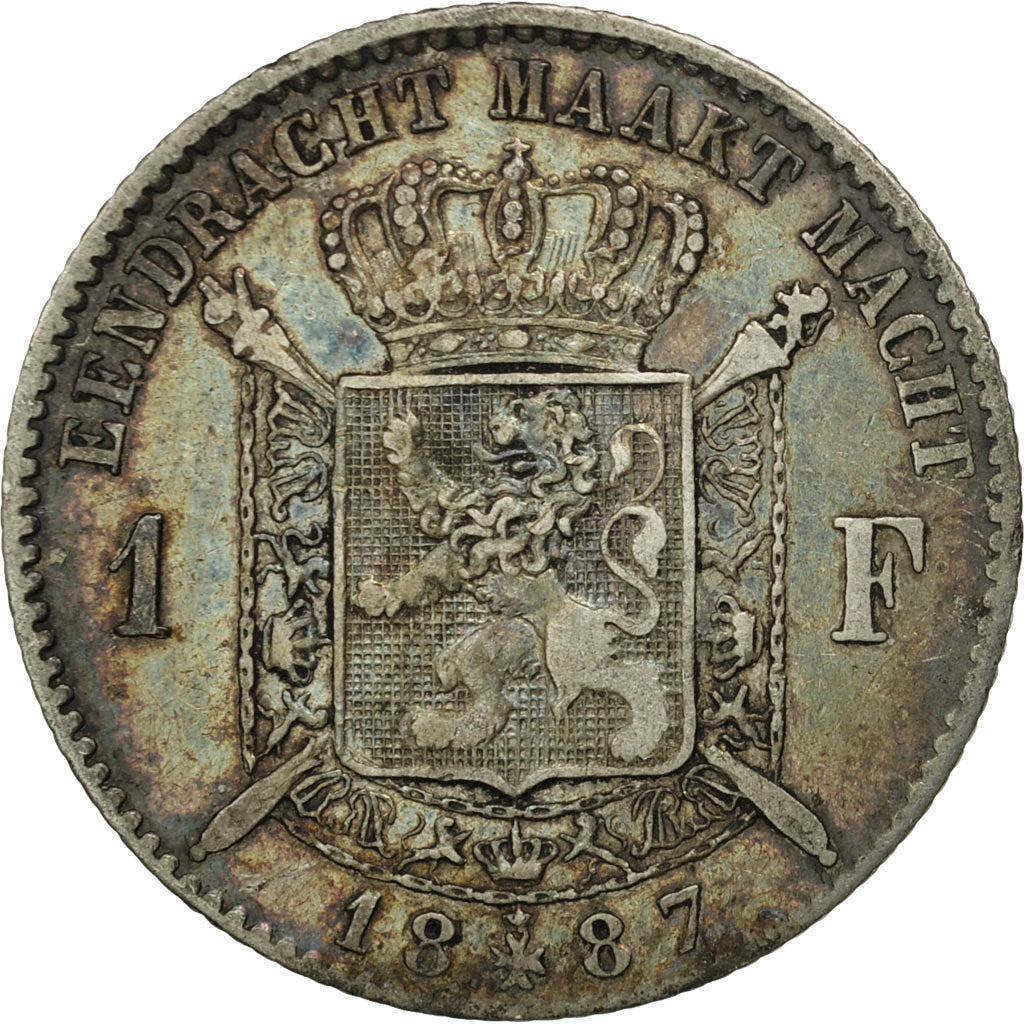 Coin, Belgium, Leopold II, Franc, 1887, EF(40-45), Silver, KM:29.1