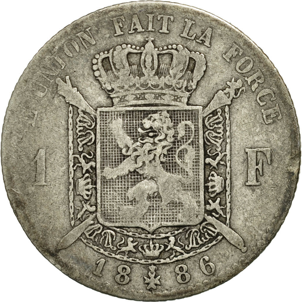 Coin, Belgium, Leopold II, Franc, 1886, VF(20-25), Silver, KM:28.1