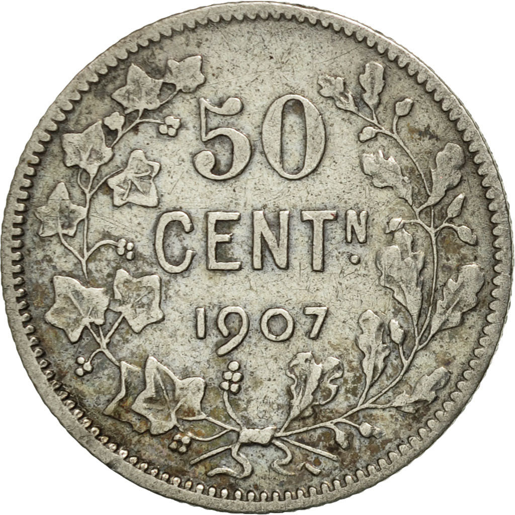 Belgium, 50 Centimes, 1907, VF(30-35), Silver, KM:61.1