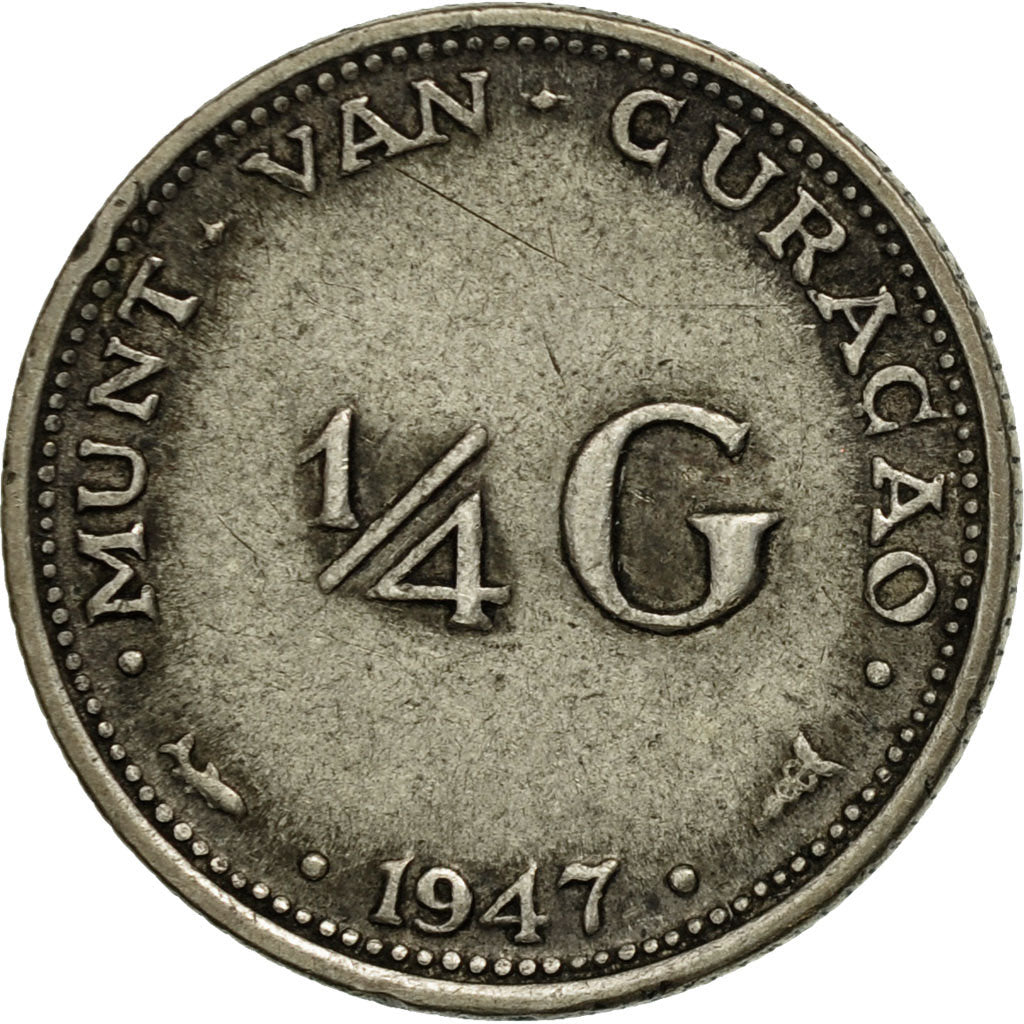 Curacao, 1/4 Gulden, 1947, Denver, AU(50-53), Silver, KM:44