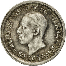 Spain, Alfonso XIII, 50 Centimos, 1926, AU(50-53), Silver, KM:741