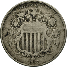 Moneta, Stati Uniti, Shield Nickel, 5 Cents, 1867, U.S. Mint, Philadelphia, MB+