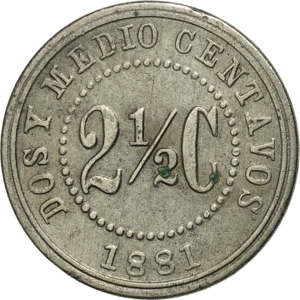 Colombia, 2-1/2 Centavos, 1881, Scoville Mfg. Co., Waterbury, EF(40-45), KM 179