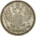Russia, Nicholas II, 5 Kopeks, 1887, AU(50-53), Silver, KM:19a.1
