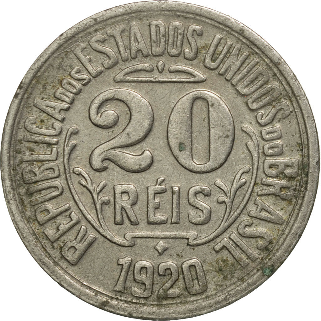 Brazil, 20 Reis, 1920, EF(40-45), Copper-nickel, KM:516.2