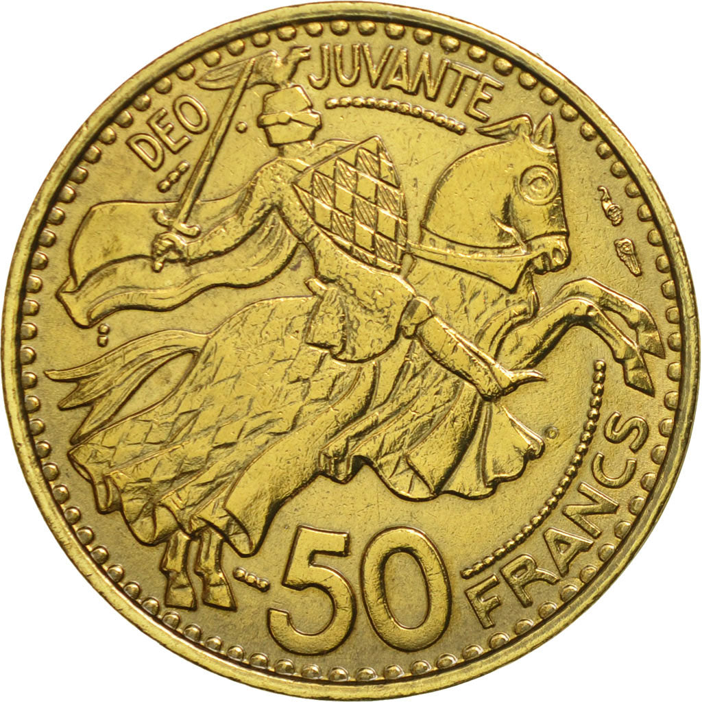 Moneta, Monaco, Rainier III, 50 Francs, Cinquante, 1950, AU(55-58)