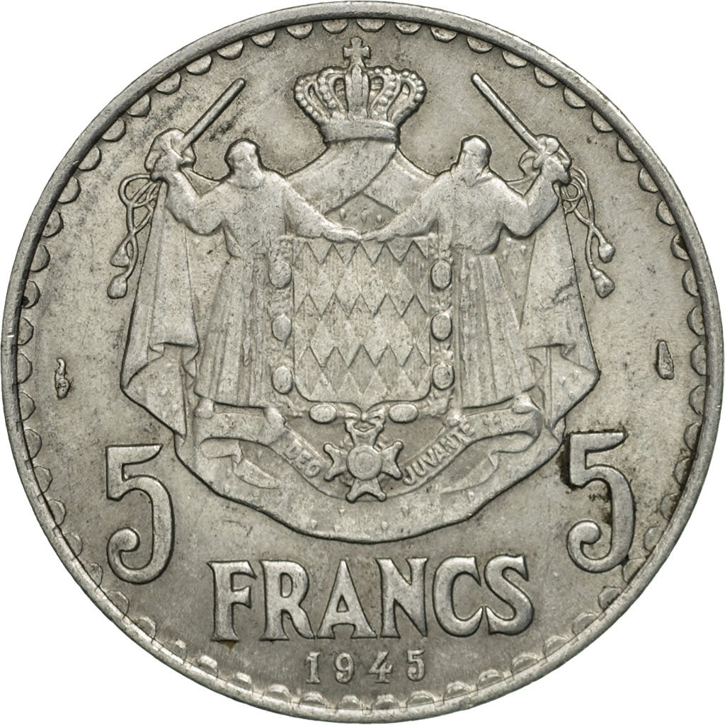 Monnaie, Monaco, Louis II, 5 Francs, 1945, TTB+, Aluminium, KM:122