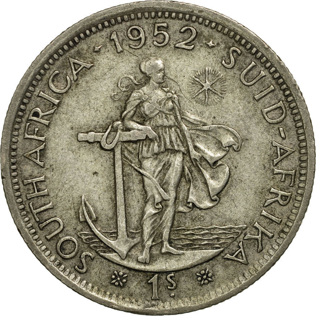 South Africa, George VI, Shilling, 1952, AU(50-53), Silver, KM:37.2