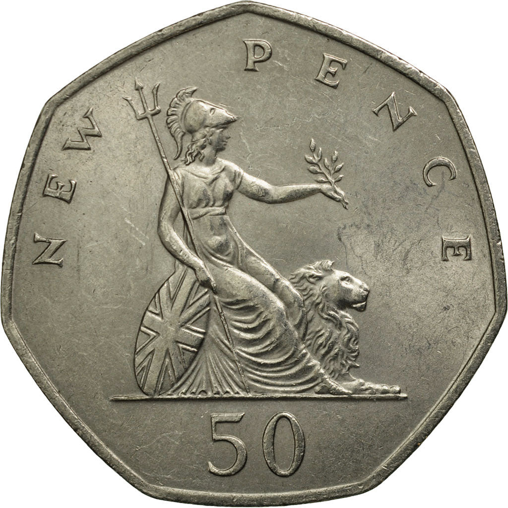 Great Britain, Elizabeth II, 50 New Pence, 1969, AU(50-53), Copper-nickel,KM913