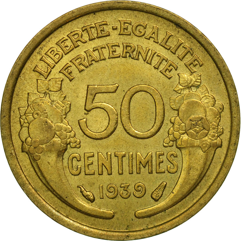 Coin, France, Morlon, 50 Centimes, 1939, AU(55-58), Aluminum-Bronze, KM:894.1