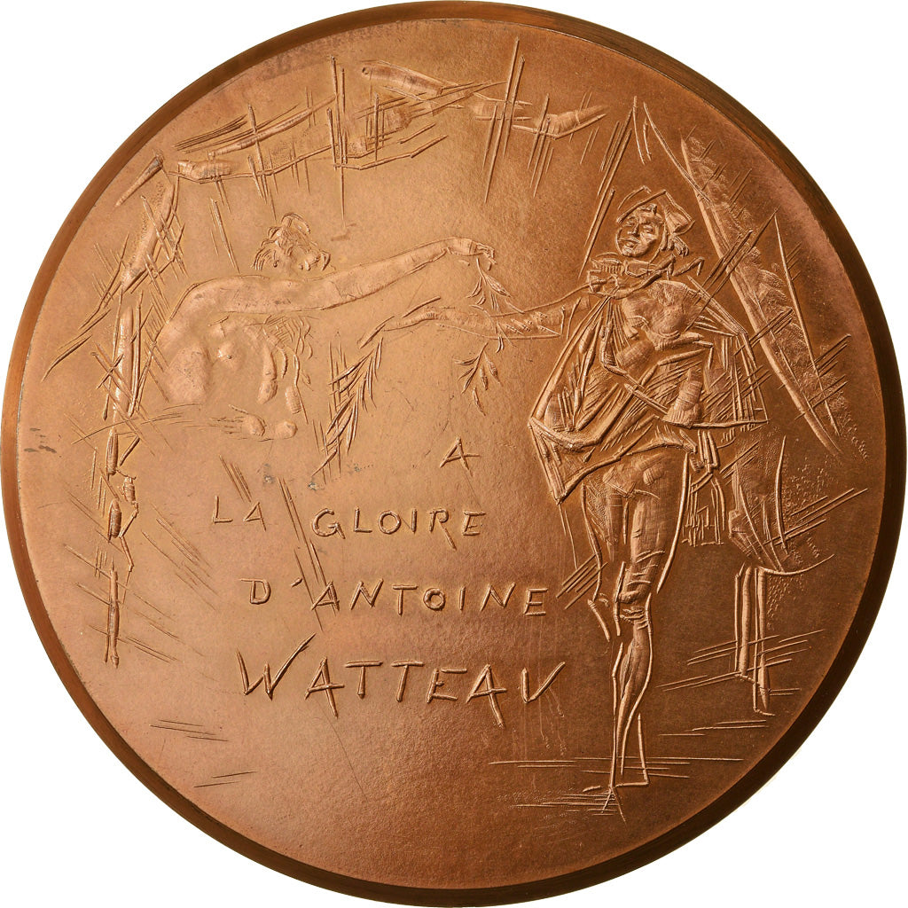 France, Médaille, Antoine Watteau, Scène Galante, 1978, SPL, Bronze