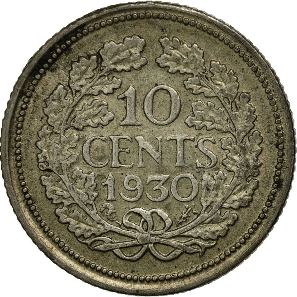 Netherlands, Wilhelmina I, 10 Cents, 1930, EF(40-45), Silver, KM:163