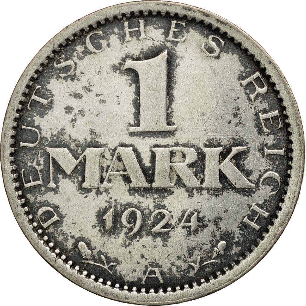 ALEMANIA - REPÚBLICA DE WEIMAR, Mark, 1924, Berlin, BC+, Plata, KM:42