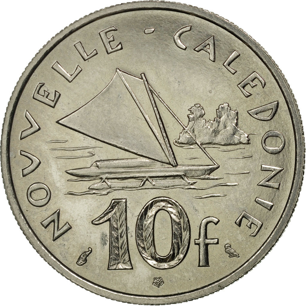New Caledonia, 10 Francs, 1967, Paris, MS(63), Nickel, KM:5