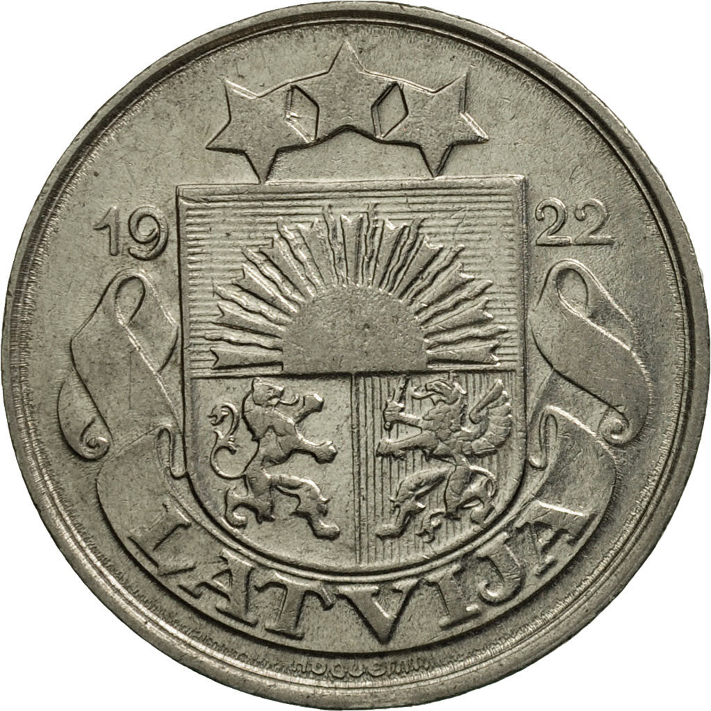 Latvia, 10 Santimu, 1922, AU(50-53), Nickel, KM:4