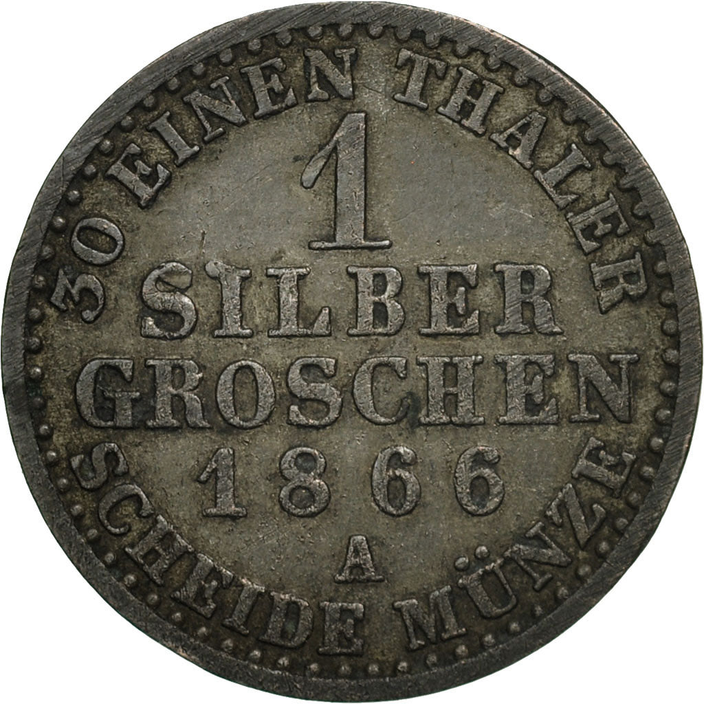 German States, PRUSSIA, Wilhelm I,Groschen,1866,Berlin,EF(40-45),Silver,KM 485