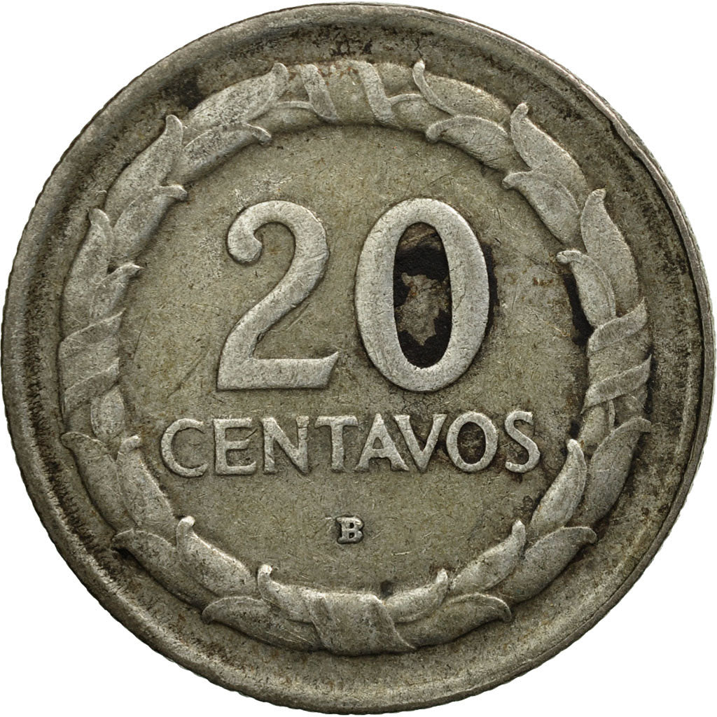 Colombia, 20 Centavos, 1946, Bogota, EF(40-45), Silver, KM:208.1