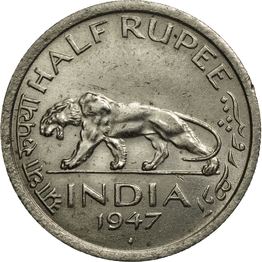 INDIA-BRITISH, George VI, 1/2 Rupee, 1947, TTB+, Nickel, KM:553