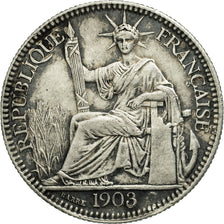 INDOCHINA FRANCESA, 10 Cents, 1903, Paris, MBC, Plata, KM:9, Lecompte:146
