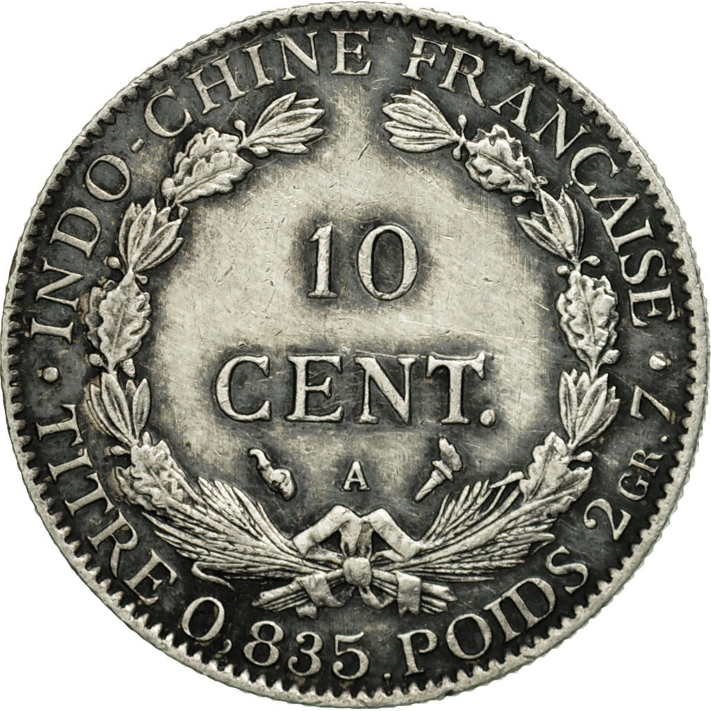 FRENCH INDO-CHINA, 10 Cents, 1903, Paris, EF(40-45), Silver, KM:9, Lecompte:146