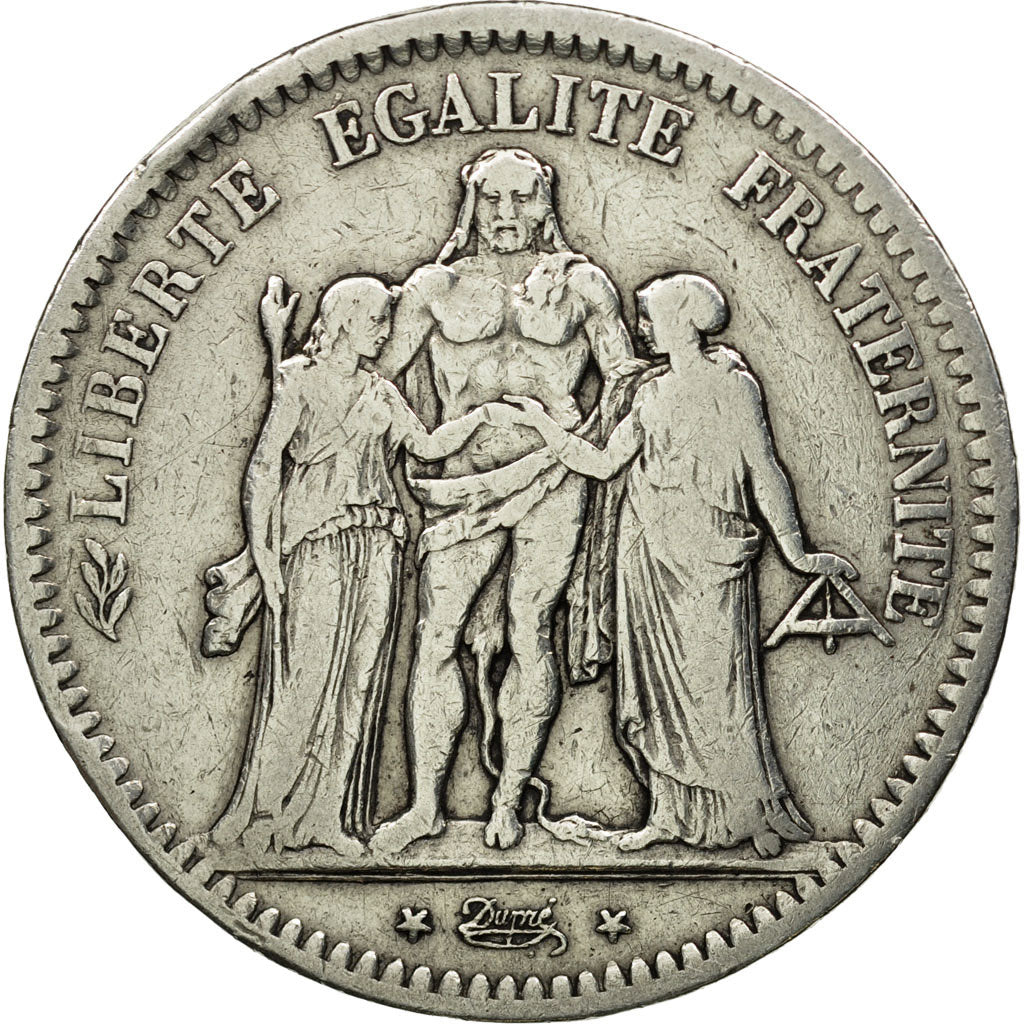 Coin, France, Hercule, 5 Francs, 1849, Strasbourg, VF(30-35), Silver, KM:756.2