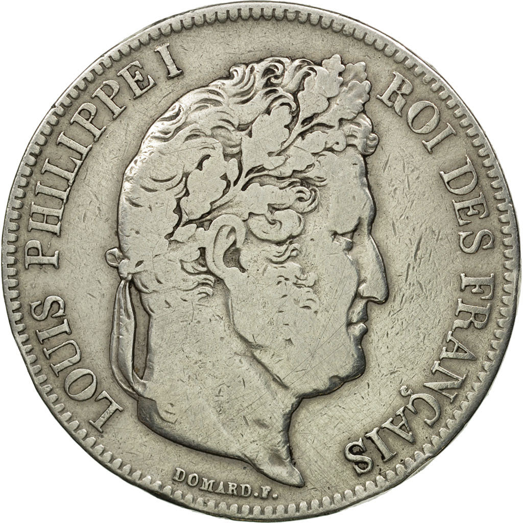 Moneda, Francia, Louis-Philippe, 5 Francs, 1832, Strasbourg, BC+, Plata