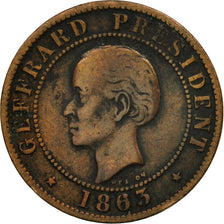 Haiti, 10 Centimes, 1863, Heaton, EF(40-45), Bronze, KM:40