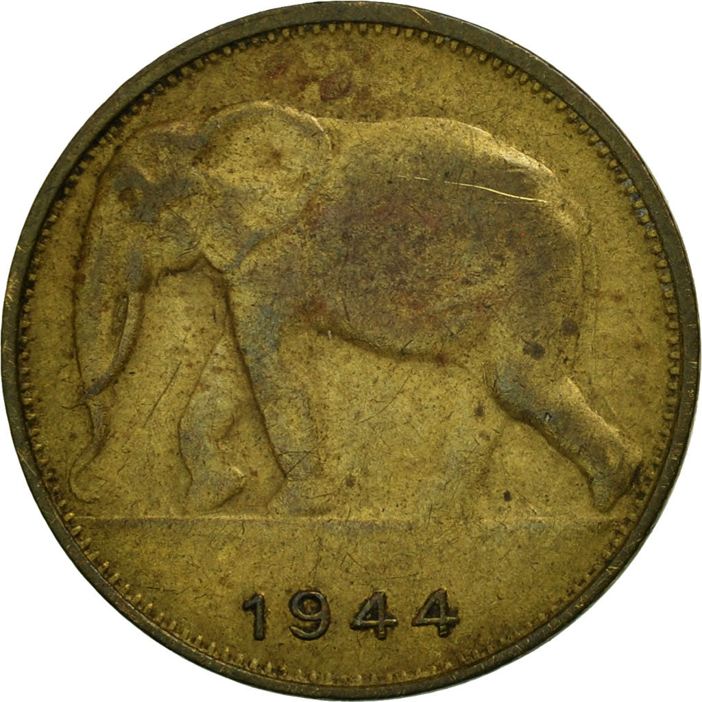 Belgian Congo, Franc, 1944, EF(40-45), Brass, KM:26