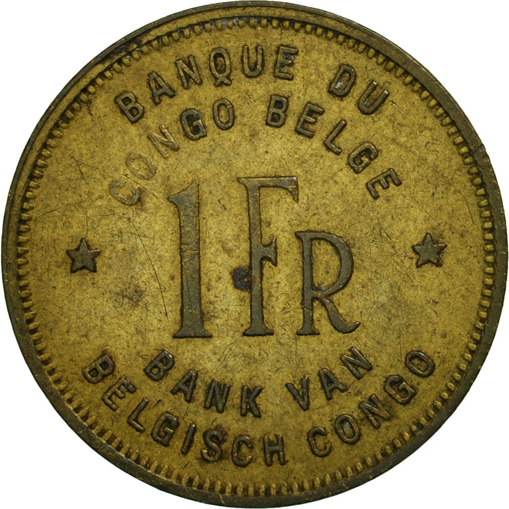 Belgian Congo, Franc, 1944, EF(40-45), Brass, KM:26
