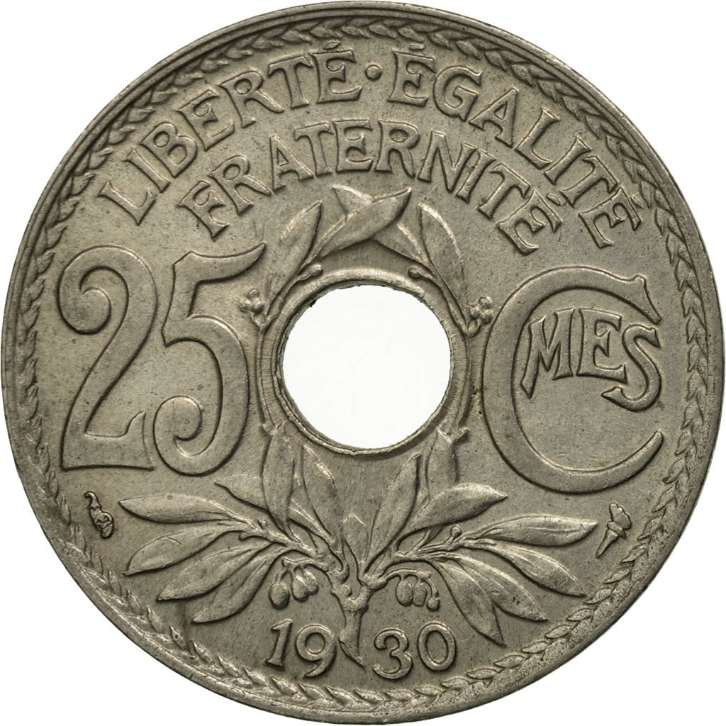 France, Lindauer, 25 Centimes, 1930, AU(55-58), Copper-nickel, KM:867a