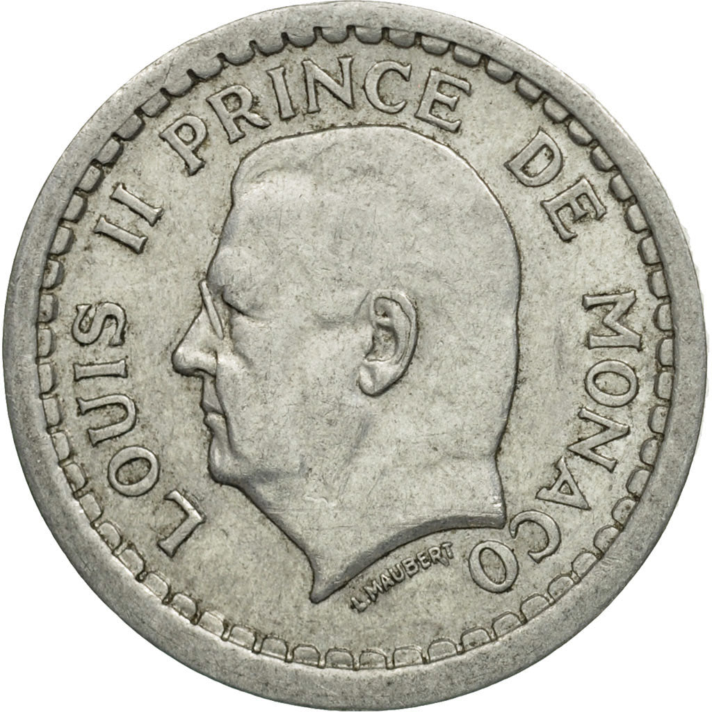 Coin, Monaco, Louis II, Franc, 1943, EF(40-45), Aluminum, KM:120, Gadoury:MC131