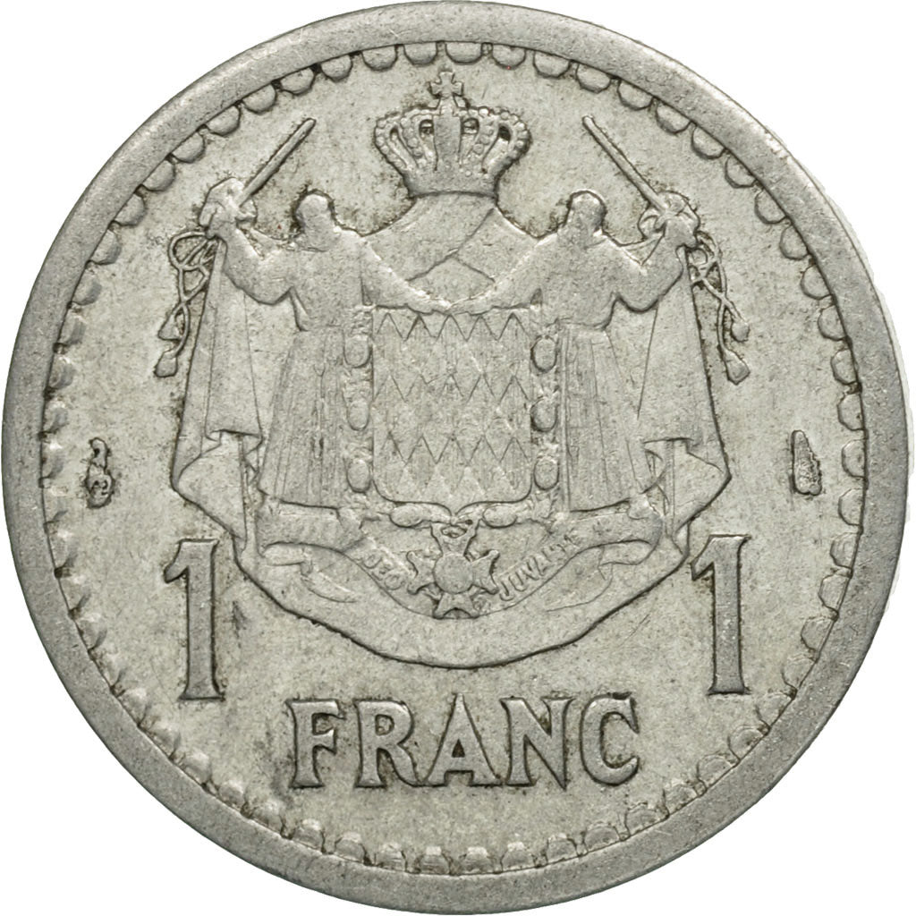 Coin, Monaco, Louis II, Franc, 1943, EF(40-45), Aluminum, KM:120, Gadoury:MC131