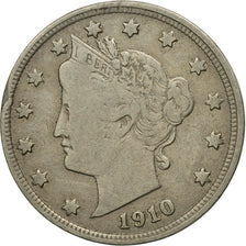 Coin, United States, Liberty Nickel, 5 Cents, 1910, U.S. Mint, Philadelphia