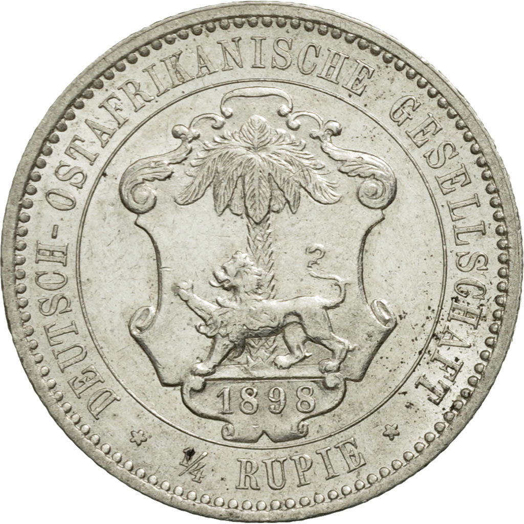 GERMAN EAST AFRICA, Wihelm II, 1/4 Rupie, 1898, AU(55-58), Silver, KM:3