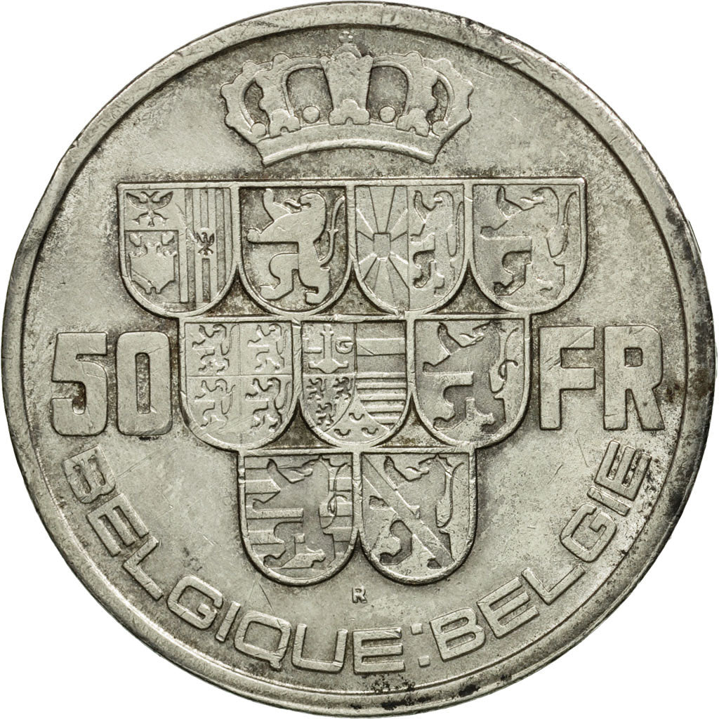 Coin, Belgium, 50 Francs, 50 Frank, 1939, EF(40-45), Silver, KM:121
