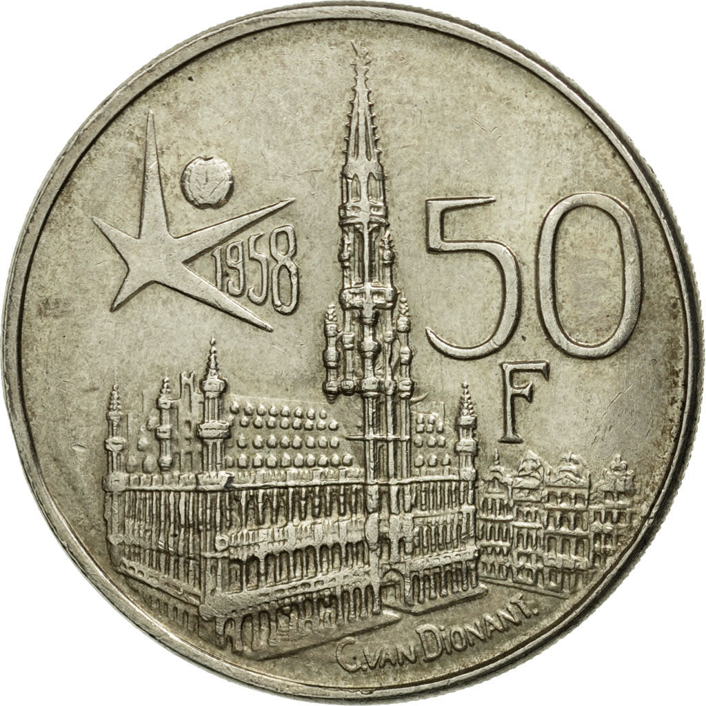 Coin, Belgium, 50 Francs, 50 Frank, 1958, AU(50-53), Silver, KM:151.1