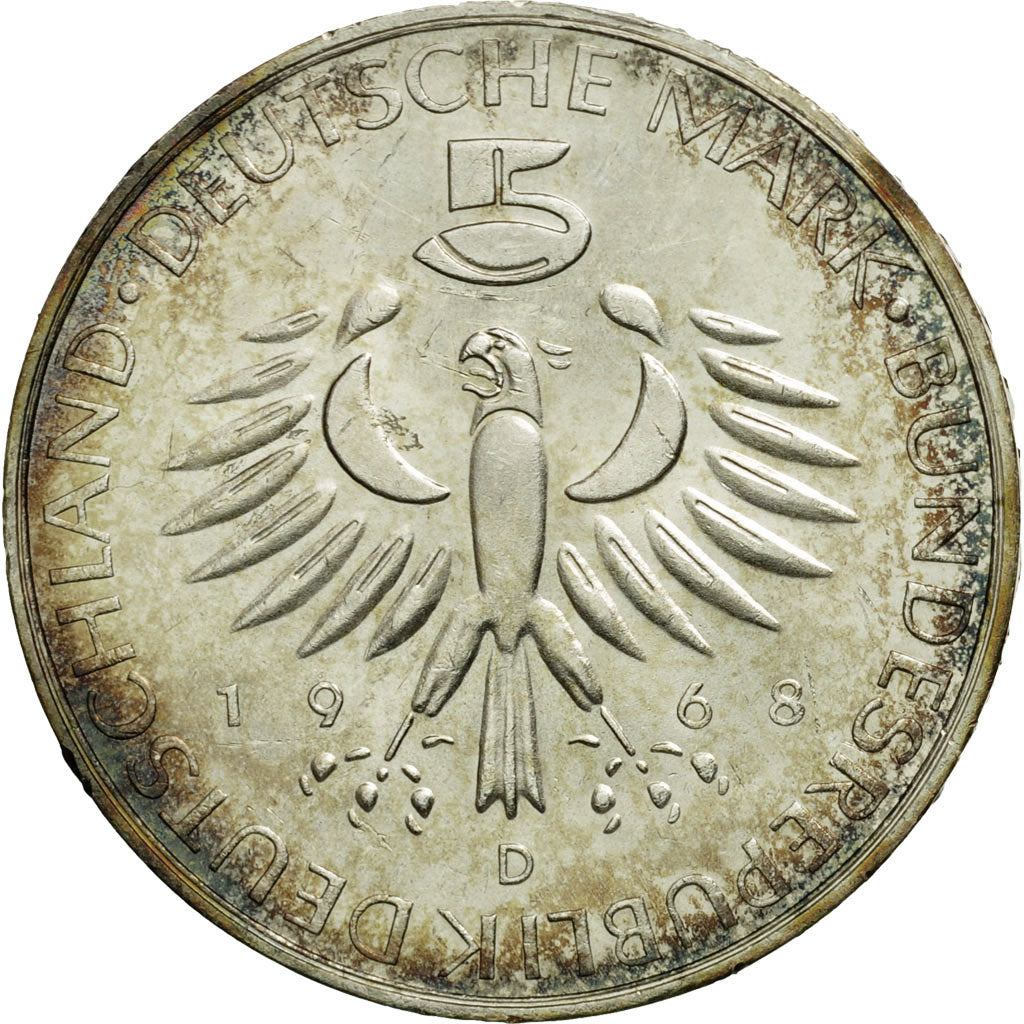 Coin, GERMANY - FEDERAL REPUBLIC, 5 Mark, 1968, Munich, Germany, MS(63), Silver