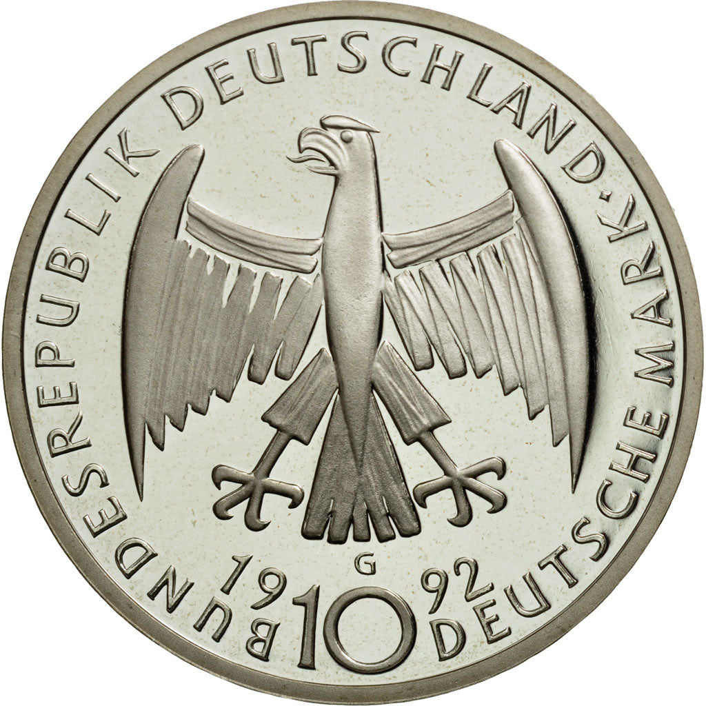 Coin, GERMANY - FEDERAL REPUBLIC, 10 Mark, 1992, Karlsruhe, Germany, MS(63)