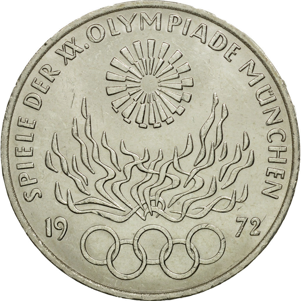 Moneda, ALEMANIA - REPÚBLICA FEDERAL, 10 Mark, 1972, Munich, SC, Plata, KM:135