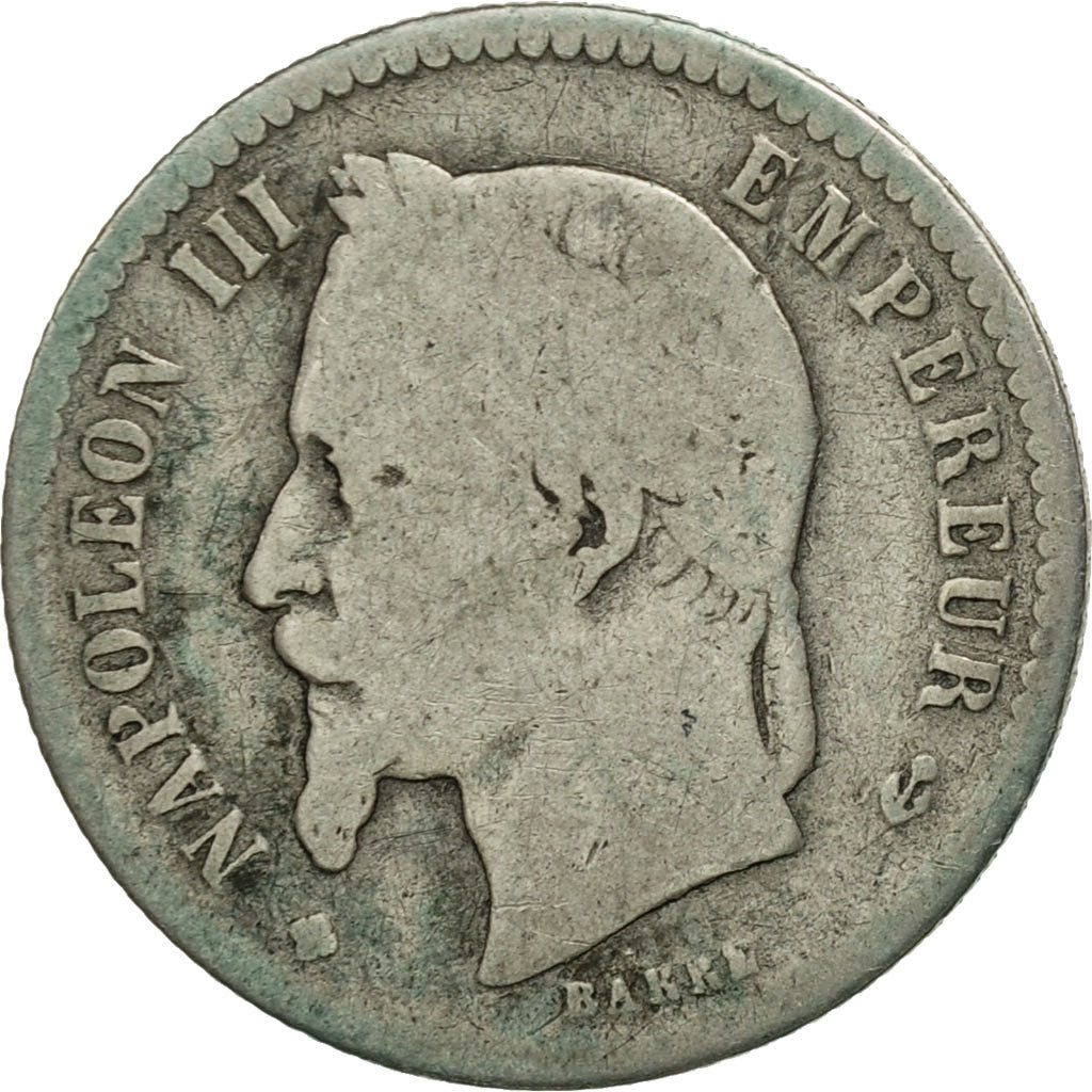 France, Napoleon III, 50 Centimes, 1864, Strasbourg, VG(8-10), KM 814.2